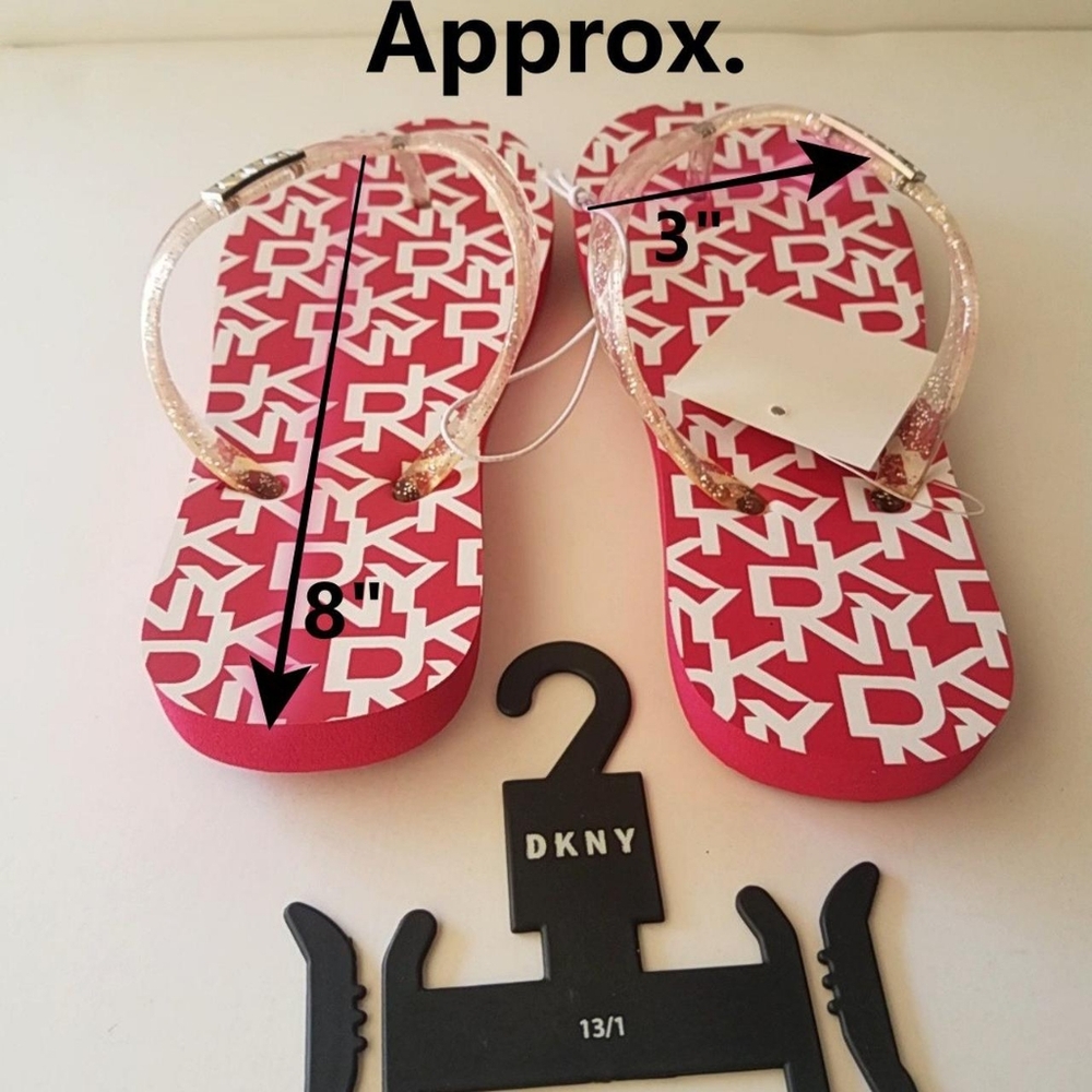 DKNY Zoey Girl's Glitter Logo Flip Flop Sandals 13/1 Pink - Picture 6 of 7